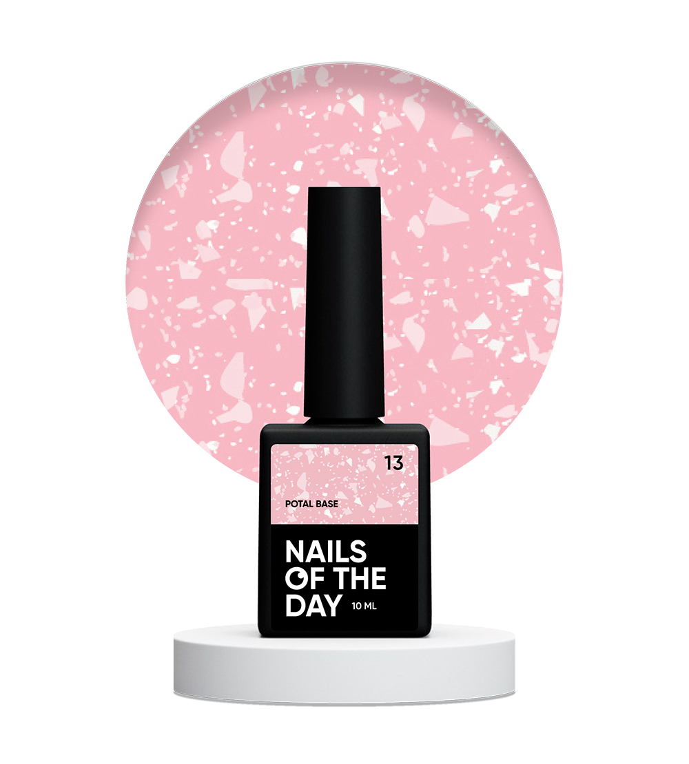 NAILSOFTHEDAY Potal base 13 – ніжно-рожева база з білою стильною поталлю, 10 мл, фото 1