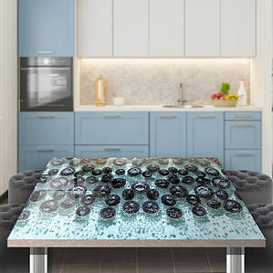 Вінілова наклейка на стіл з фотодруком Чорниця в бульбашках, подвійна плівка, що самоклеїться, 60 х 100 см