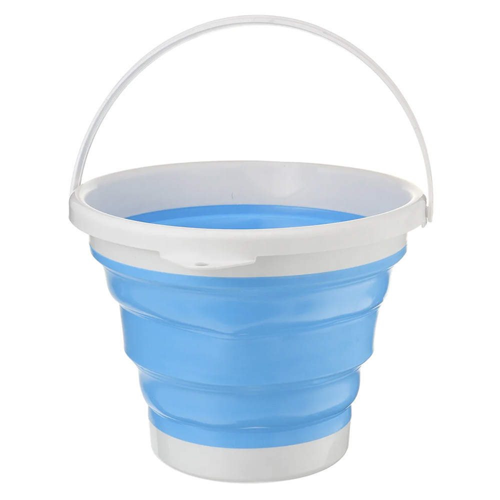 Складне силіконове відро на 5 л, Collapsible Bucket, Блакитне / Компактне туристичне відро, фото 1