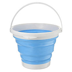 Складне силіконове відро на 5 л, Collapsible Bucket, Блакитне / Компактне туристичне відро