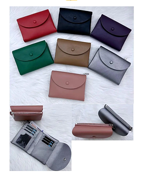 Гаманець жіночий 13*9 см на кнопці зі штучної шкіри у різних кольорах Kabir