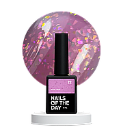 NAILSOFTHEDAY Potal base 22 – рожево-лілова база з голографік стильною поталлю, 10 мл