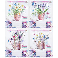 Зошит шкільний 12 аркушів у косу лінію, серія "Букети квітів 2", білизна 100%