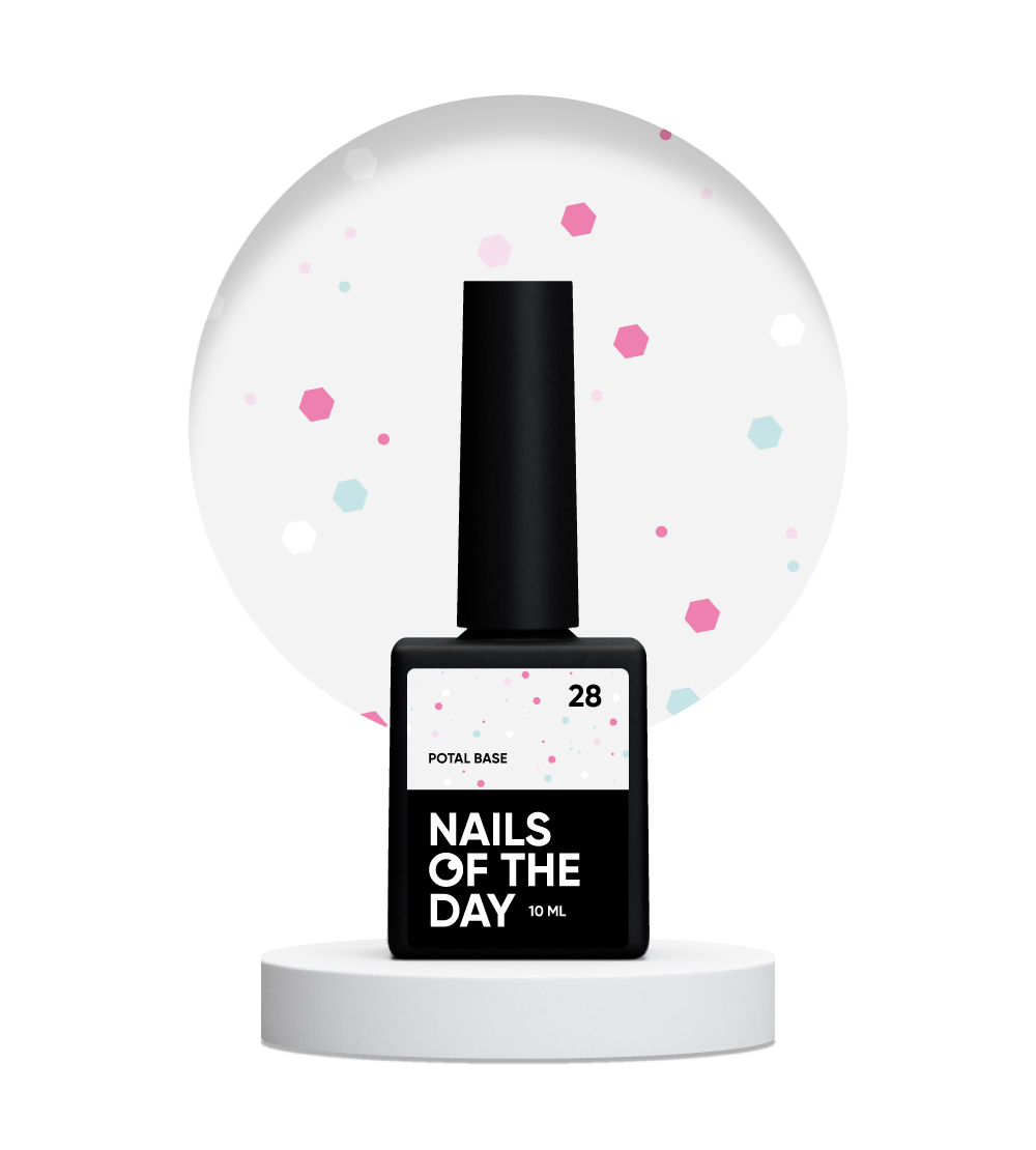 NAILSOFTHEDAY Potal base 28 – молочна база з неоновими блискітками, 10 мл, фото 1