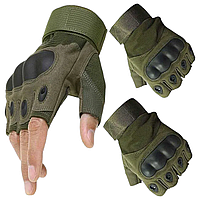 Рукавички тактичні безпалі, захисні тактичні рукавички для військових (Олива)