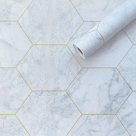 Самоклеюча плівка малахітовий мармур золоті соти 0,45х10м SW-00001214 AL 508