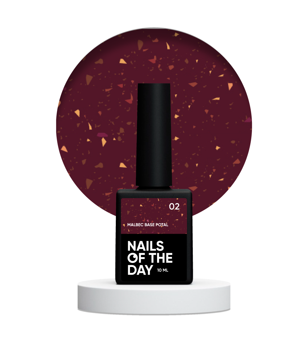 NAILSOFTHEDAY Malbec base potal 02 – фантастично-вітражна база з золотою поталлю, 10 мл, фото 1