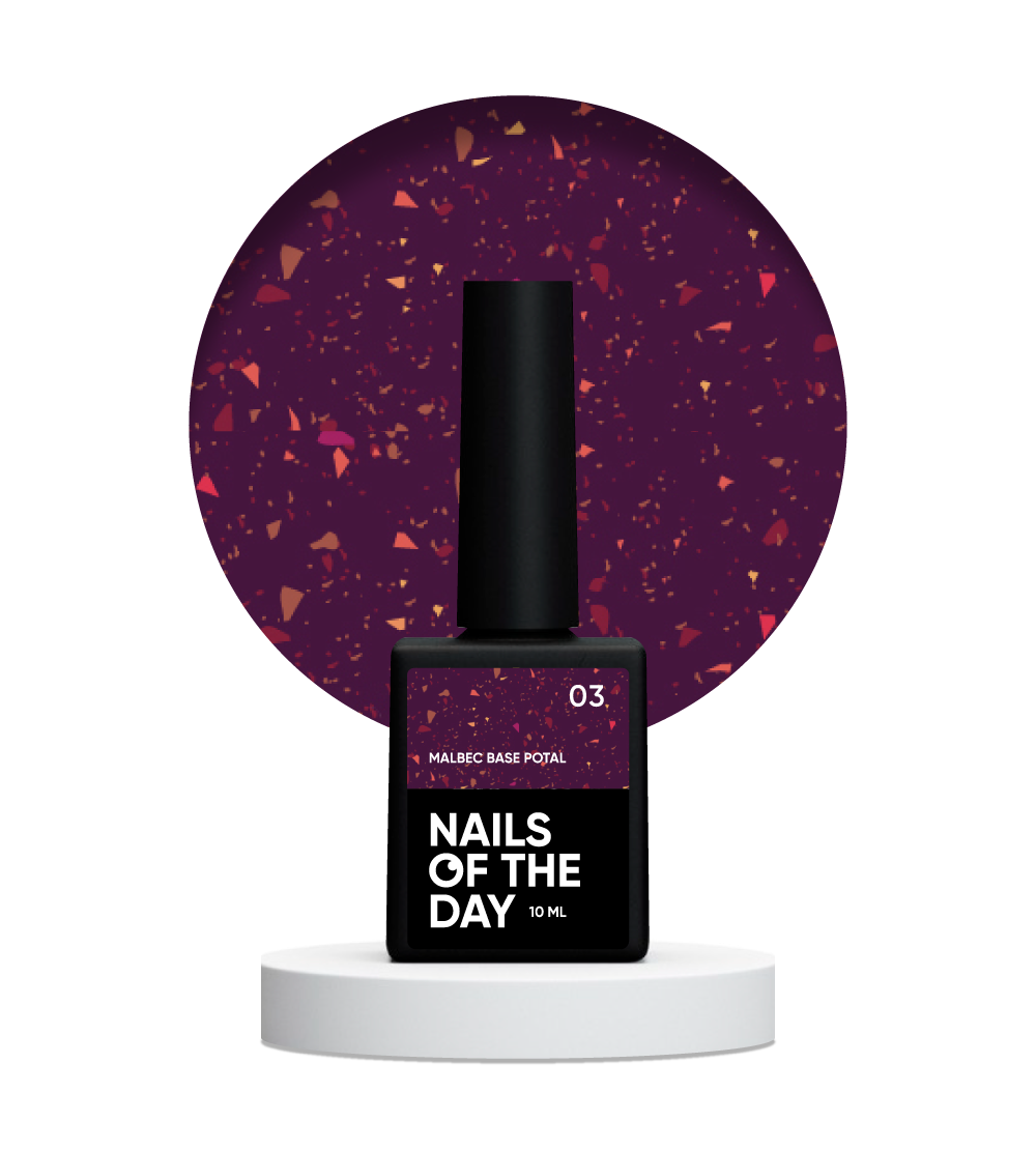 NAILSOFTHEDAY Malbec base potal 03 – фантастично-вітражна база з золотою поталлю, 10 мл, фото 1