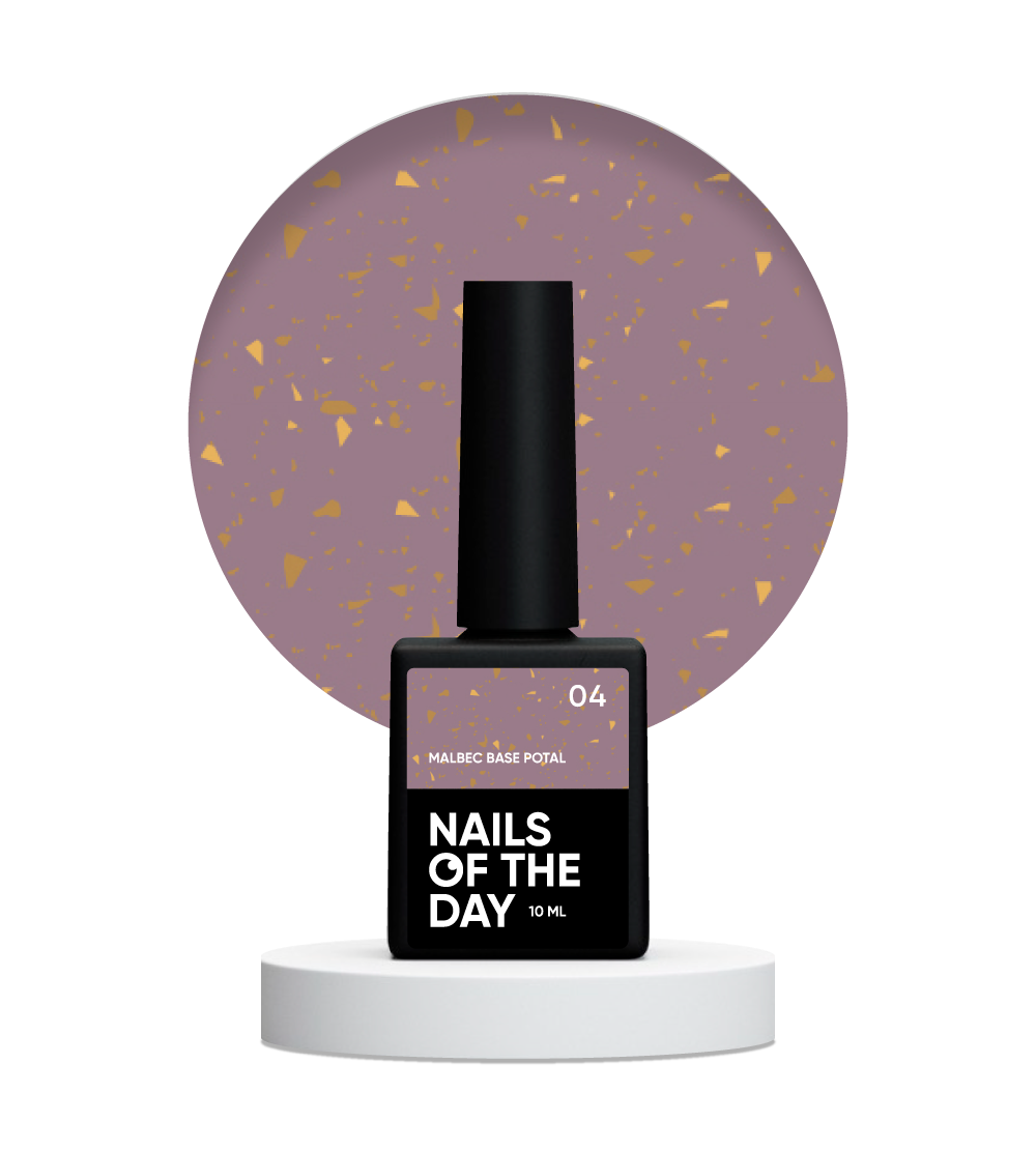 NAILSOFTHEDAY Malbec base potal 04 – фантастично-вітражна база з золотою поталлю, 10 мл, фото 1