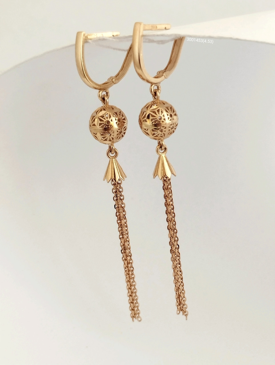 Золоті сережки висячі Ukr-gold, фото 1