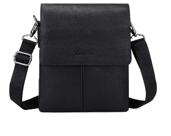 Чоловіча сумка з клапаном та довгим ремінцем 24*20 см зі штучної шкіри Kabir