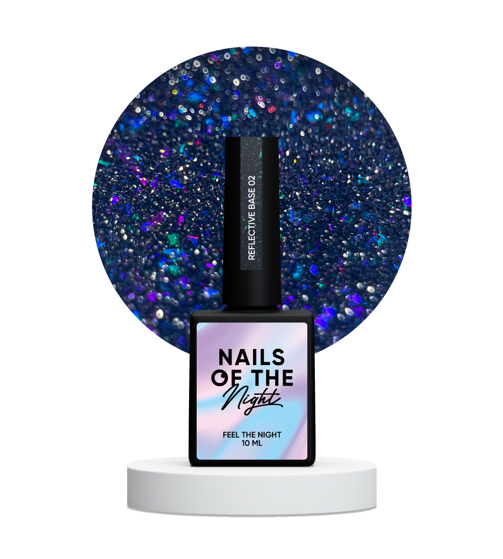 NAILSOFTHENIGHT Reflective base 02 – камуфлююча світловідбиваюча база з шимером , 10 мл, фото 1