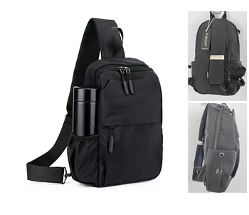 Рюкзак чорний спортивний міський на блискавці з кишенею Kabir