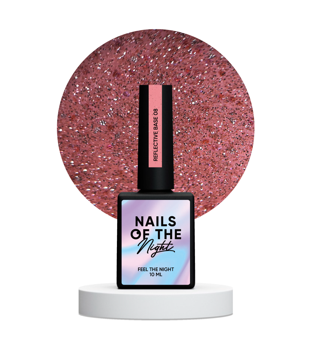 NAILSOFTHENIGHT Reflective base 08 – камуфлююча світловідбиваюча база з шимером, 10 мл, фото 1