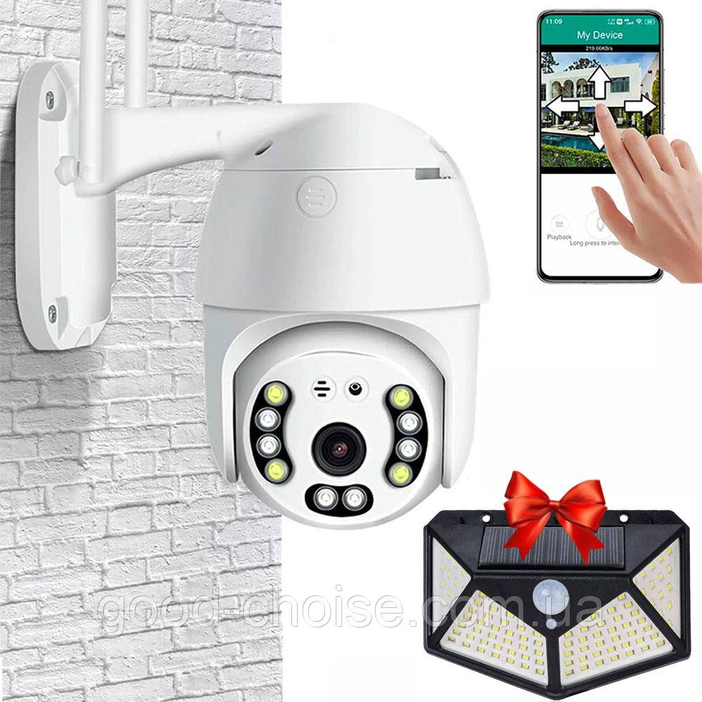 Вулична камера CAMERA CAM 6 + Подарунок Вуличний LED ліхтар BL CL-100 / Поворотна панорамна вайфай камера, фото 1