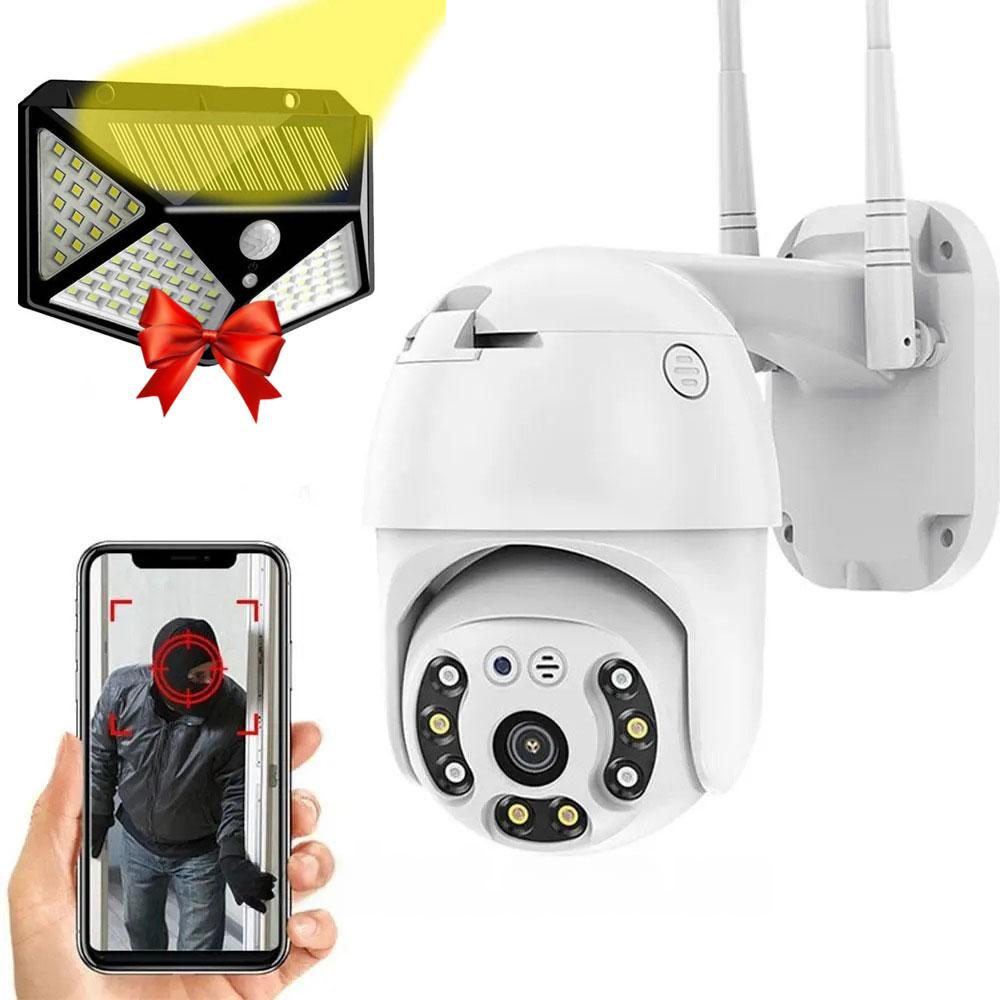 Вулична камера WiFi CAMERA CAM 6 + Подарунок Вуличний світильник на стіну BL CL 100 / Вулична поворотна камера, фото 1