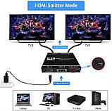 Аудіорозгалужувач HDMI 1 на 2 порти спліттер 4k 60hz 1x2 розгалужувач HDMI2.0b Splitter з підтримкою EXTRACT AUDIO (WAZ-F12C), фото 5