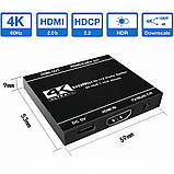 Аудіорозгалужувач HDMI 1 на 2 порти спліттер 4k 60hz 1x2 розгалужувач HDMI2.0b Splitter з підтримкою EXTRACT AUDIO (WAZ-F12C), фото 3