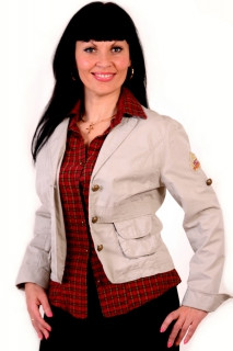 Жакет жіночий бежевий джинс-двійка бавовна джинсова сорочка в карту жк 008-1.