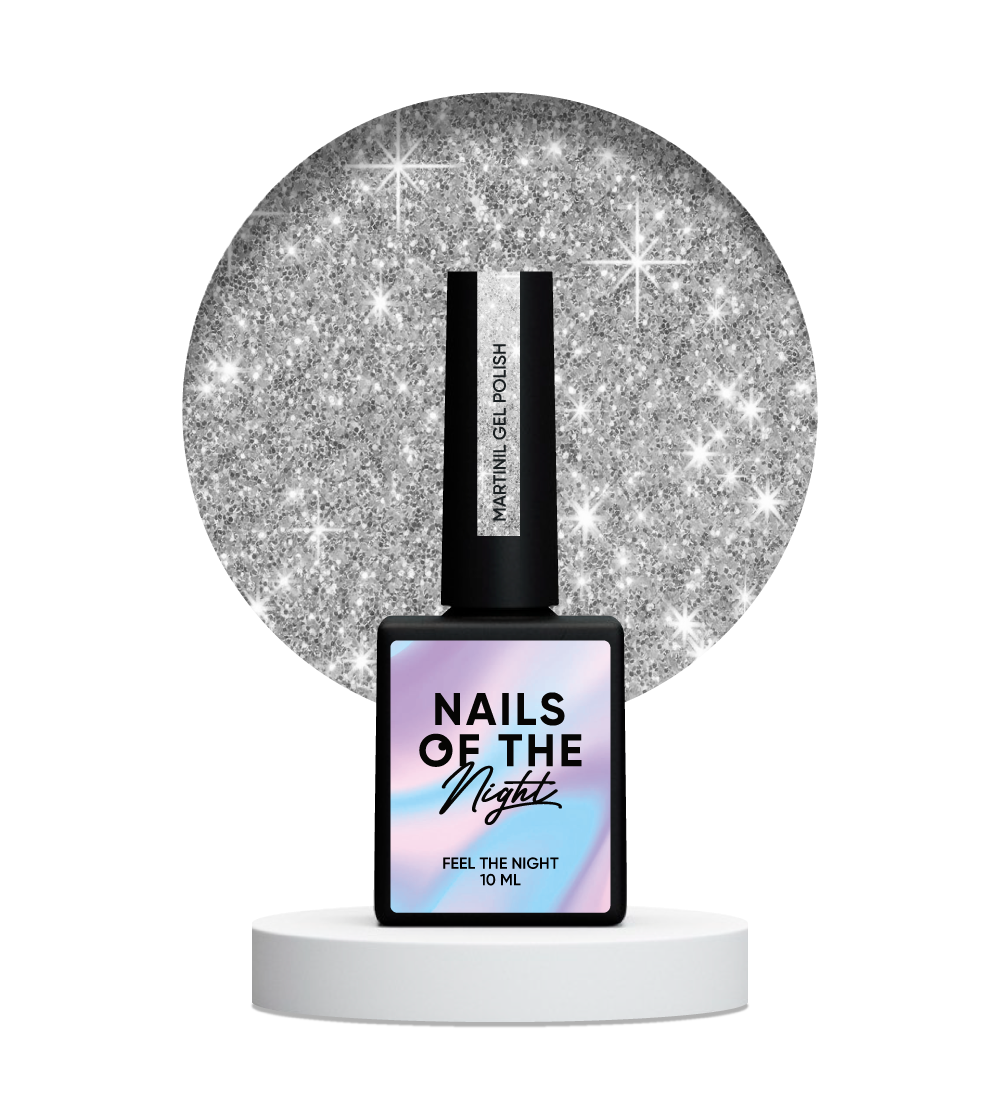 NAILSOFTHENIGHT Martini gel polish — срібний світловідбиваючий гель–лак для нігтів, 10 мл, фото 1