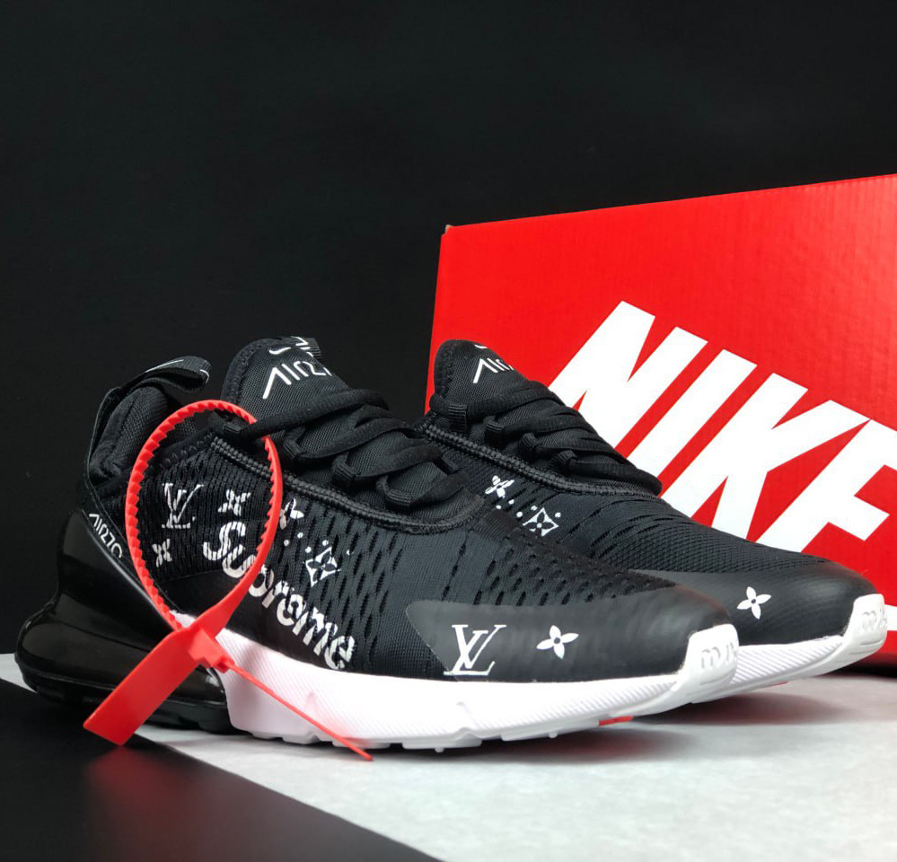 Чоловічі кросівки Nike Air Max 270 Supreme x LV сіточка стильні повсякденні чорні