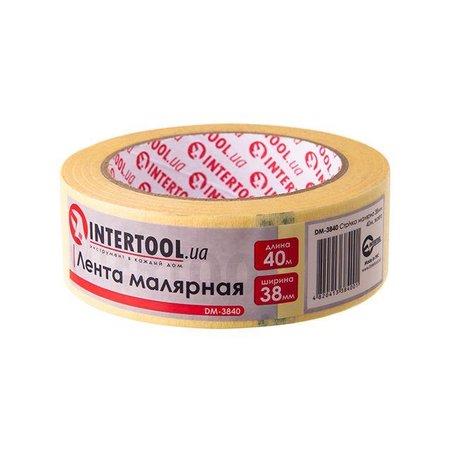 Стрічка малярська (кріп) жовта, ширина 38 мм, довжина 40 м INTERTOOL DM-3840