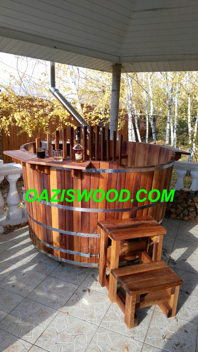 Офуро, японская баня, фурако, купель с печкой, чан из термоясеня Офуро, японская баня, фурако, купель с печкой, чан из термоясеня