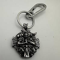 Брелок подвеска викинг воин с карабином кельтский крест мужской подвес кулон