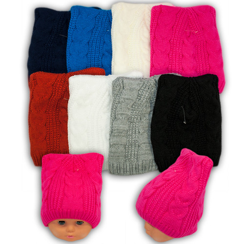 В'язана шапка з вушками для дівчаток, V3311, підкладка фліс, фото 1