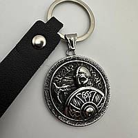 Брелок подвеска викинг воин с кожаным темляком подаеска мужской подвес кулон