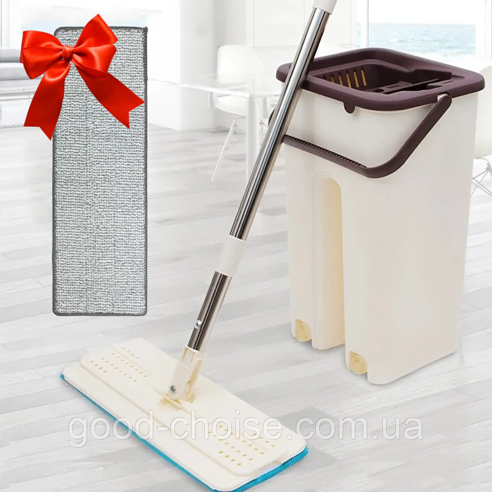 Швабра та відро Scratch Cleaning Mop + Подарунок Запасна насадка 32*12 см / Швабра лентяйка
