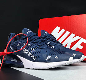 Чоловічі кросівки Nike Air Max 270 Supreme x LV сіточка стильні молодіжні темно-сині