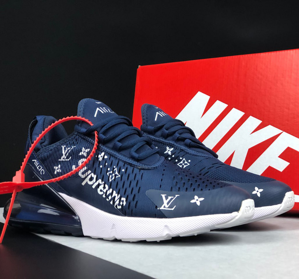 Чоловічі кросівки Nike Air Max 270 Supreme x LV сіточка стильні молодіжні темно-сині