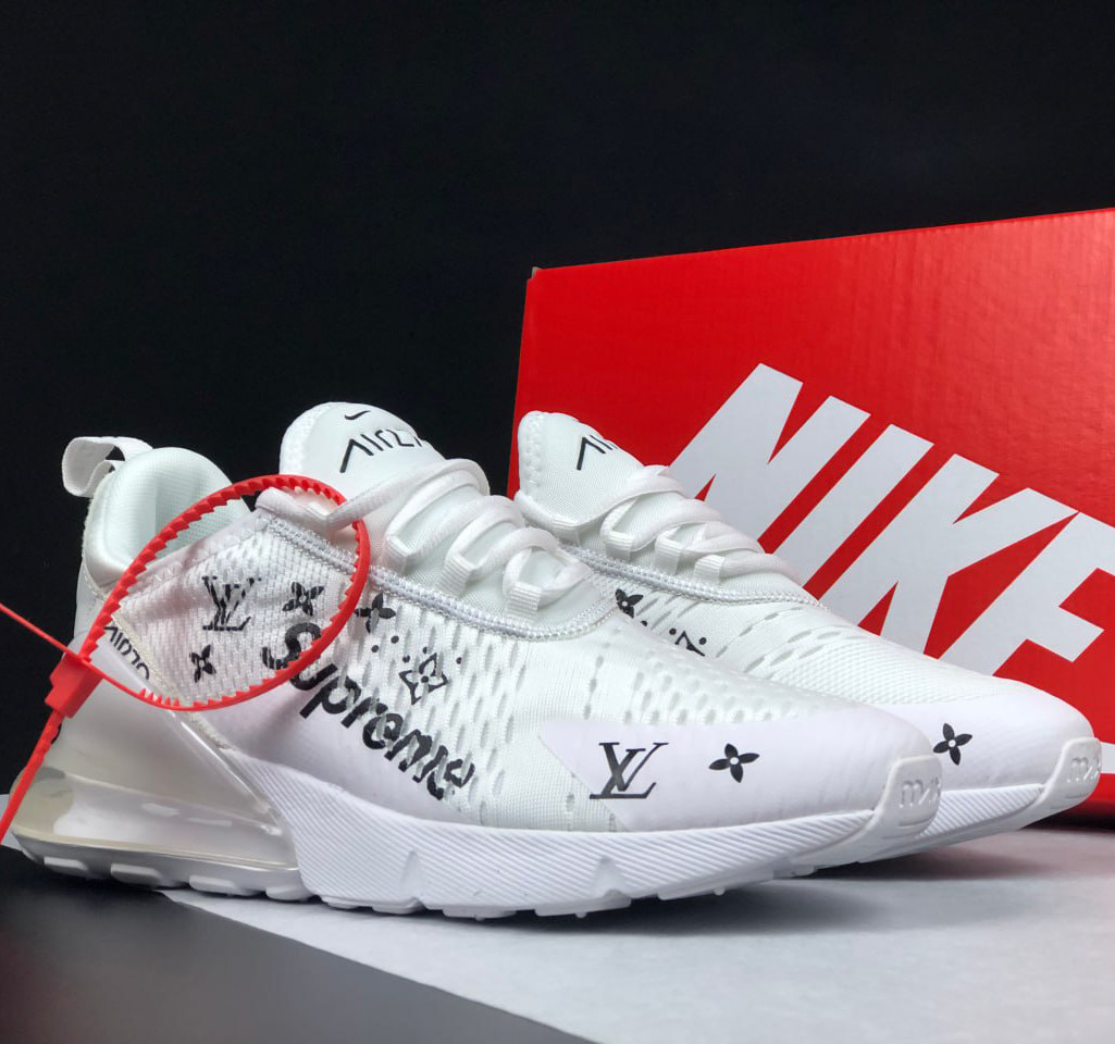 Чоловічі кросівки Nike Air Max 270 Supreme x LV сіточка стильні літні білі