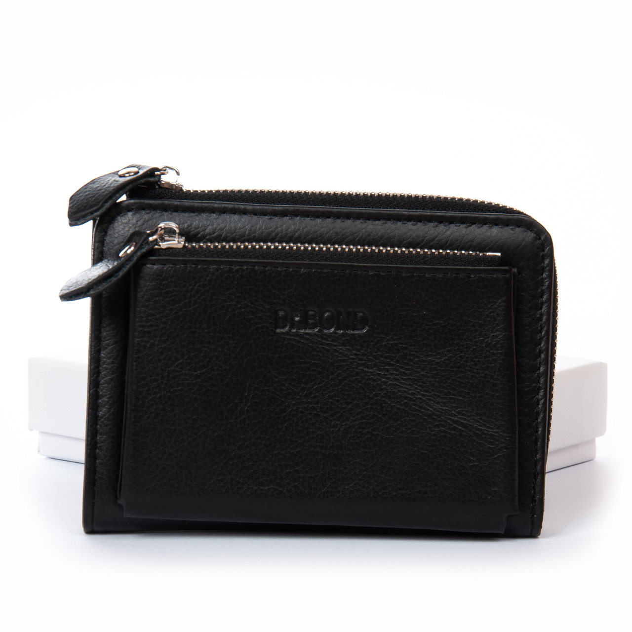 Гаманець жіночий шкіряний маленький на блискавці Classic DR. BOND WN-23-20 black, фото 1