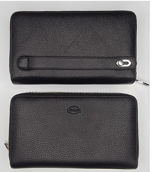 Гаманець чоловічий чорний на блискавці натуральна шкіра Balisa