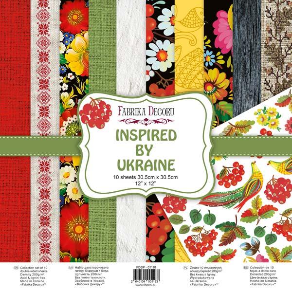 Набір двостороннього паперу 30.5х30.5см Fabrika Decoru "INSPIRED BY UKRAINE " 10 листів FDSP-01118