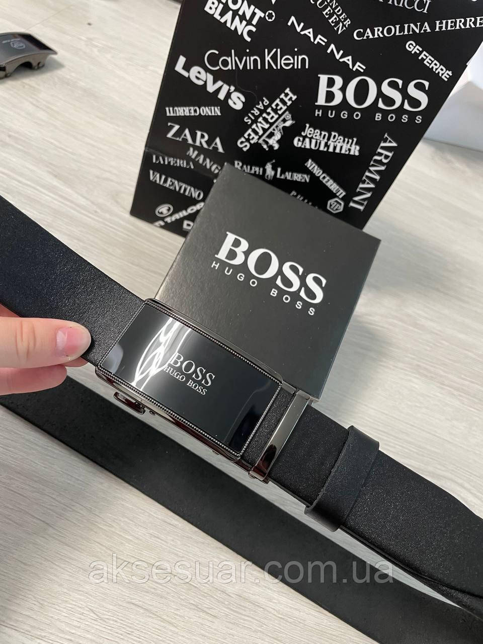 Ремінь шкіряний чоловічий, ширина 3,5 см, автомат довжиною 100 - 130 см, фото 1