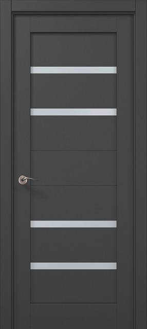 Двері міжкімнатні Папа Карло Millenium ML-58 Темно-сірий супермат (скло сатин), фото 1