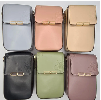 Сумка гаманець жіноча через плече 17,5*10 см на магніті з довгим ремінцем у різних кольорах Balisa