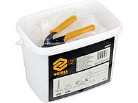 СТАРТОВИЙ НАБІР ДЛЯ ВИРІВНЮВАННЯ ПЛИТКИ КЕРАМІЧНОЇ ЧАШКИ X 100 ШТ, СМУЖКИ X 100 ШТ, МОНТАЖНІ ПЛОСКОГУБЦІ VOREL 04680