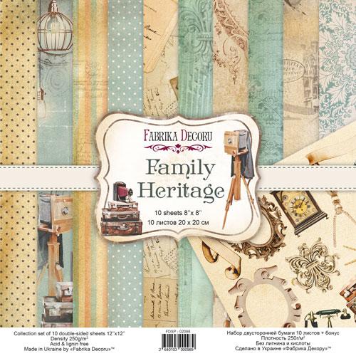 Набір двостороннього паперу 20х20см Fabrika Decoru "Family Heritage" 10 листів FDSP-02098