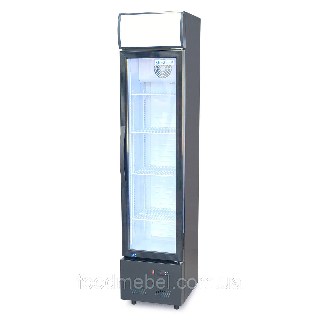 Шафа холодильна для напоїв GoodFood BC160BW2LED чорний-біла з лайтбоксом