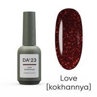DA23 ЧЕРВОНИЙ ГЕЛЬ ЛАК З БЛИСКІТКАМИ LOVE (KOKHANNYA) 14 МЛ