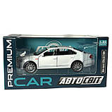 Машинка металева Volkswagen Passat 330 TSI Фольксваген пассат білий 1:32 світло звук відкриваються двері баг капот резинові колеса, фото 6