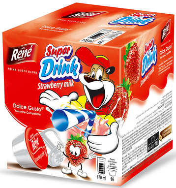 Молочний напій в капсулах Dolce Gusto Cafe Rene Super Drink Strawberry Milk 16 порцій, фото 1