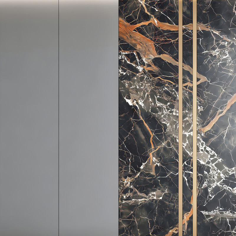 Фотофон вініловий сіра панель і чорний мармур з золотими прожилками, фон для зйомки 60x60 см, №551658, фото 1