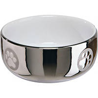 Миска Trixie для котів, керамічна, 11 см, 300 мл (срібна/біла)