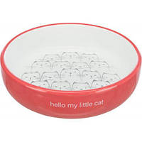 Миска Trixie для котів коротконосих порід, керамічна, 15 см, 300 мл (коралова/біла)