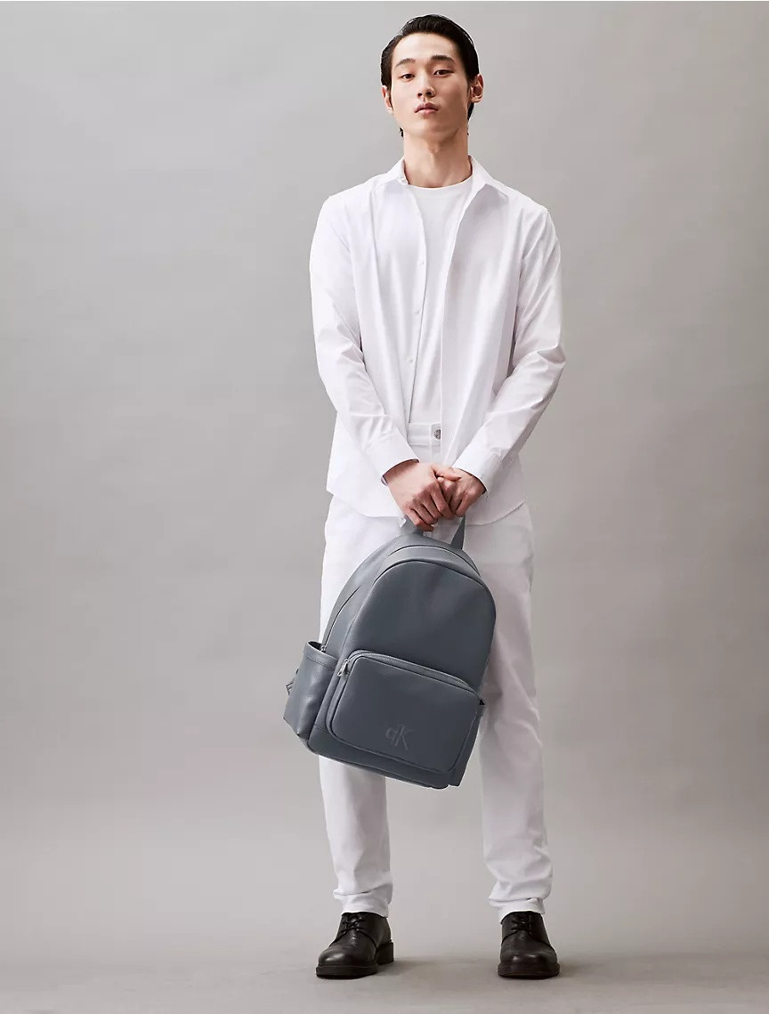 Великий рюкзак з екошкіри Calvin Klein на блискавці 1159805287 (Сірий, One Size)
